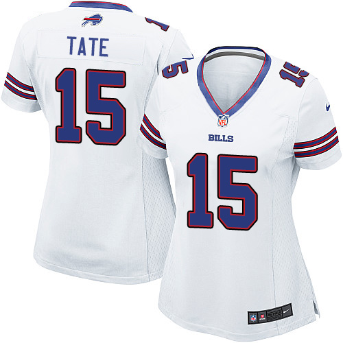 Women's Game Brandon Tate Nike Jersey White Road - #15 NFL Buffalo Bills